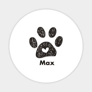 Max name made of hand drawn paw prints Magnet